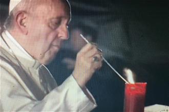 Pope lights candle at Hiroshima Peace Memorial