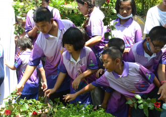 Red roses from the children