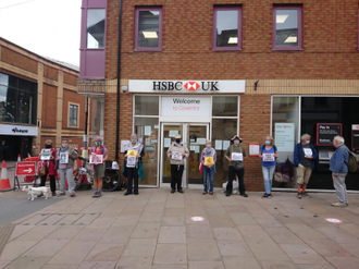 Saturday's vigil outside HSBC in Coventry