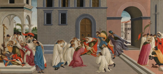 Three Miracles of Saint Zenobius, by Sandro Botticelli 1500 © National Gallery, London