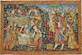 Les Vendanges / The Wine Harvest 1500 Wool & Silk Tapestry © Cluny Museum, France