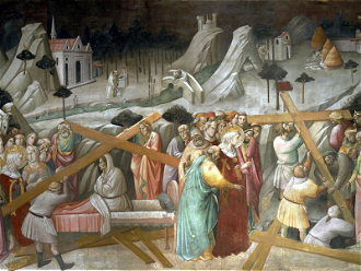 The Finding and Trial of the Three Crosses by Agnolo Gaddi 1385-87 © Chancel Chapel, Santa Croce, Florence