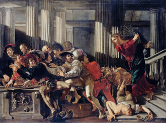 Christ driving money-changers from the Temple, by Cecco del Caravaggio © Gemäldegalerie, Berlin