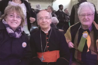 Ellen Teague with Cardinal Claudio Hummes and Fr Charles Rue
