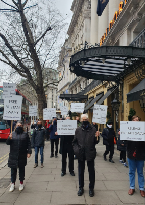 Protesters outside  High Commission of India. Image: JM