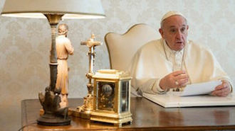 File photo of Pope Francis recording video message (ANSA)