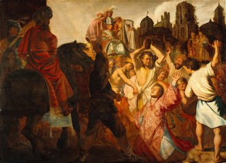 The Stoning of Saint Stephen, Rembrandt 1625  © Museum of Fine Arts, Lyon