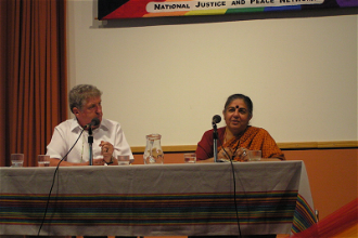 Fr Sean McDonagh (left) with Indian Hindu ecologist Vandana Shiva