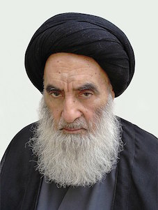 Ayatollah al-Sistani image by IsaKazimi at Wikipedia.