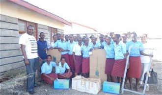 Maikona Girls Secondary School students with their new solar units from Shalom-SCCRR