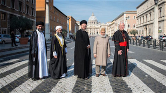 The four Imams with Cardinal Nichols during their 2017 visit to the Vatican - Image CCN