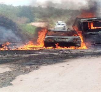 Burnt-out car in Butembo-Beni Diocese ©ACN