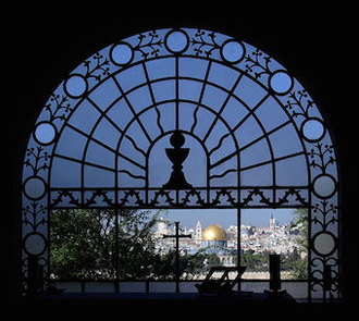 View to Temple Mount from Dominus Flevit Church in Jerusalem, by Berthold Werner - Wiki Image