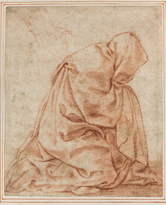 Monk Praying. Drawing by Guilio Carpioni, 1660 © Rapozo Gallery