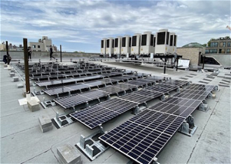 Solar panels atop the Bishop Thomas V Daily Residence in Prospect Heights, Brooklyn, New York. Image: CNS photo/Bill Miller, The Tablet