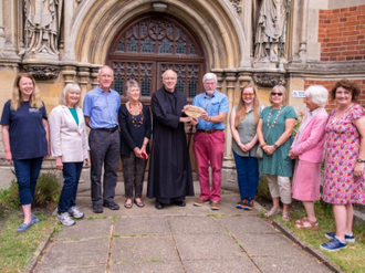 Livesimply team with Fr Charles  - Image: CAFOD