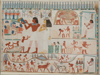 Agricultural Scenes from Tomb of Nakht, East Wall, South Side of Nakht's Offering Chapel, Original from Upper Egypt, 1410-1370 BC Thebes, Sheikh Abd el-Qurna, by Norman de Garis Davies 1908-1910 © Metropolitan Museum, New York