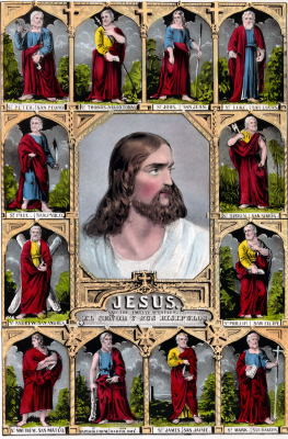 Jesus and the Twelve Apostles, Prayer card 1910 © Alamy / Niday Picture Library