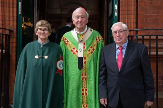 Dr Veronica Fulton, Cardinal Vincent and Michael Maher after the ceremony in Chiswick