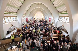 Parishioners and guests at the centenary Mass Image: Stuart McFarlane