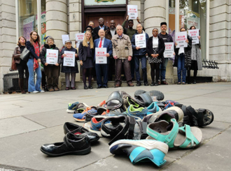 Protesters outside the Nigerian High Commission in London. Image:  CSW