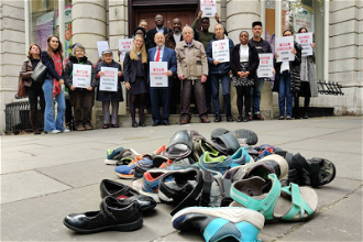 Protesters outside the Nigerian High Commission in London. Image:  CSW