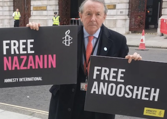 Lord Alton outside the Foreign Office last week