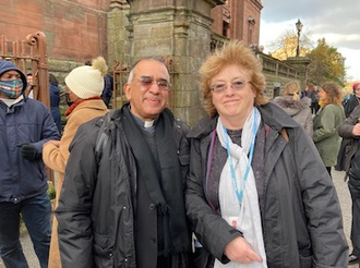 Fr Joshtrom Kureethadam and Ellen Teague