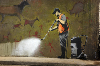 Cave Painting Removal, Sprayed by Banksy, 2008 © Banksy / Pest Control