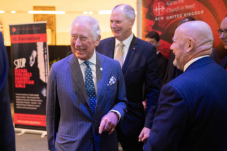 l-r: HRH The Prince of Wales, Neville Kyrke-Smith, National Director ACN (UK), Mervyn Thomas, Chair of UK FoRB Forum, Image: HTB