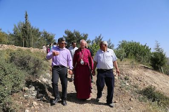 Archbishop Justin during visit to Tent of Nations