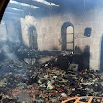 Ancient Church of Multiplication of Loaves at Tabgha, badly damaged in 2015 'Price Tag' arson attack. (It has been restored now).