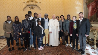 The group posed for a picture with Pope Francis