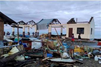 Maasin, capital of Southern Leyte province, was one of the areas hardest hit by Typhoon Rai. Photo credit: Caritas Maasin.