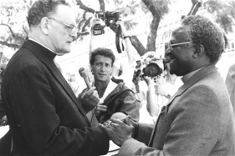 Archbishop Denis Hurley with Archbishop Desmond Tutu Image:  Denis Hurley Centre