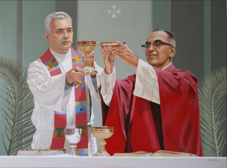 The Great Amen by Peter Bridgeman - Blessed Rutillo Grande with Saint Oscar Romero