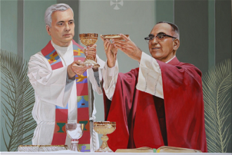 The Great Amen by Peter Bridgeman - Blessed Rutillo Grande with Saint Oscar Romero