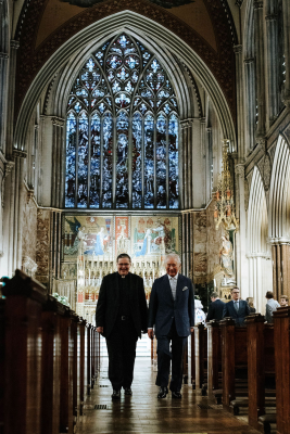 Fr Robinson with Prince of Wales during Farm Street Church visit