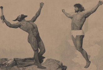 Christ and Satan by Sascha Schneider 1895