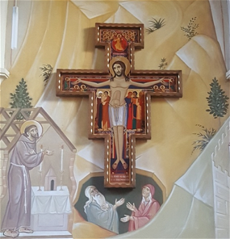 St Damiano Cross, Monastery des Clarisses, Poligny, Jura,  France. Image: RG