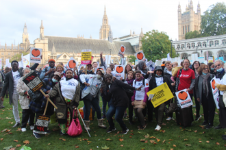 Campaigners outside Parliament