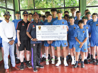 St Benedict's presents donation to Foundation of Goodness charity. Image St Benedict's School