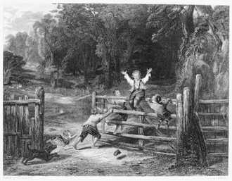 The Old Farm Gate, Steel engraving after painting by William Collins © Alamy / Christian Art