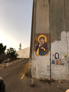Icon of Weeping Madonna on Israeli Separation Wall in Bethlehem