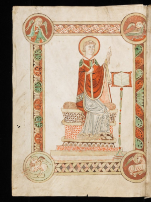 Saint Bede Writing, title page. Manuscript on vellum. © Engelberg, Stiftsbibliothek, Cod 47 / Wikimedia