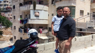 Residents of building in Wadi Qaddum, 3/06/2022. Photo by OCHA