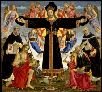 Christ on the Cross with Saints Vincent Ferrer, John the Baptist, Mark and Antoninus, by Master of Fiesole Epiphany. © LA County Museum of Art