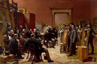 The Council of the Royal Academy selects images for the 1975 exhibition, by Charles West Cope © Royal Academy of Arts.  Photographer John Hammond / Google Arts