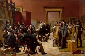 The Council of the Royal Academy selecting Pictures for the Exhibition 1975, by Charles West Cope © Royal Academy of Arts. Photographer John Hammond / Google Arts