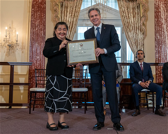 Stella Maris port chaplain Apinya Tajit receives award from  US Secretary of State Antony J Blinken